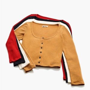 Madewell Ribbed Cardigan Crop Tee